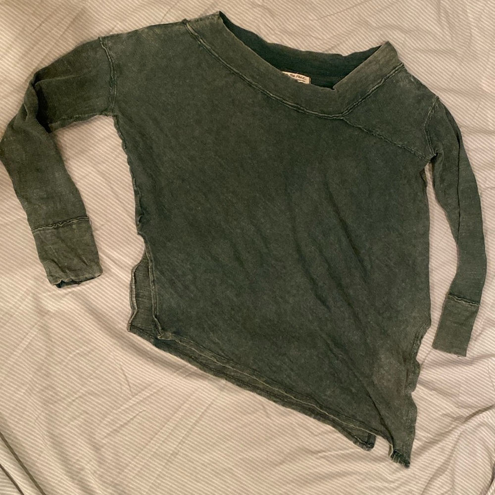 We The Free Olive Green Off-Shoulder Sweater - Picture 3 of 16